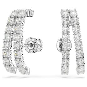 Brincos Matrix Ear Cuffs, corte redondo, brancos, banhados a ródio