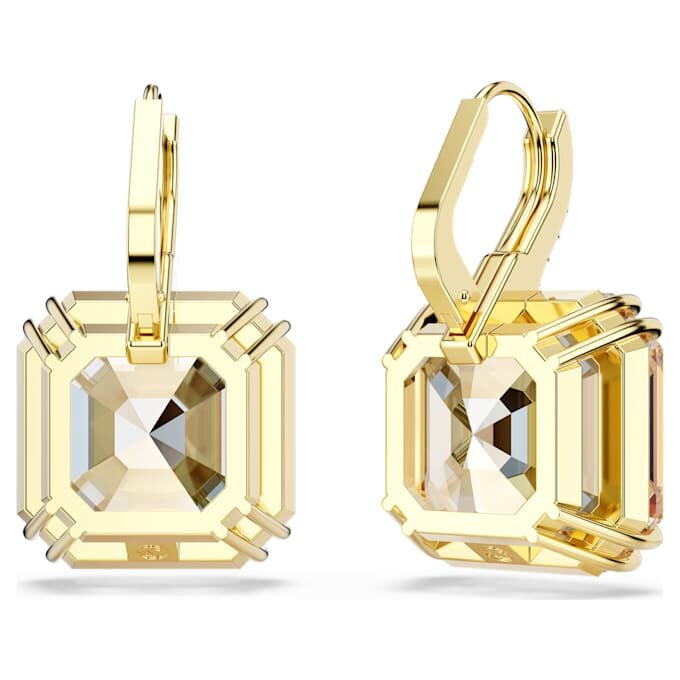 Brincos Millenia Drop com cortes mistos, cor caramelo, banhados a dourado Brincos Millenia Drop com cortes mistos, cor caramelo, banhados a dourado