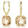 Brincos Millenia em forma de gota, corte quadrado, cor caramelo, banhados a dourado Brincos Millenia em forma de gota, corte quadrado, cor caramelo, banhados a dourado
