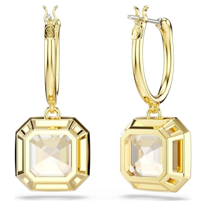 Brincos Millenia em forma de gota, corte quadrado, cor caramelo, banhados a dourado Brincos Millenia em forma de gota, corte quadrado, cor caramelo, banhados a dourado