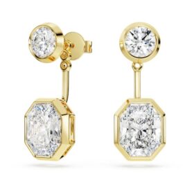 Brincos Octagon com diamantes cultivados em laboratório, 7,70 Ct no total, formas variadas, ouro amarelo de 18K