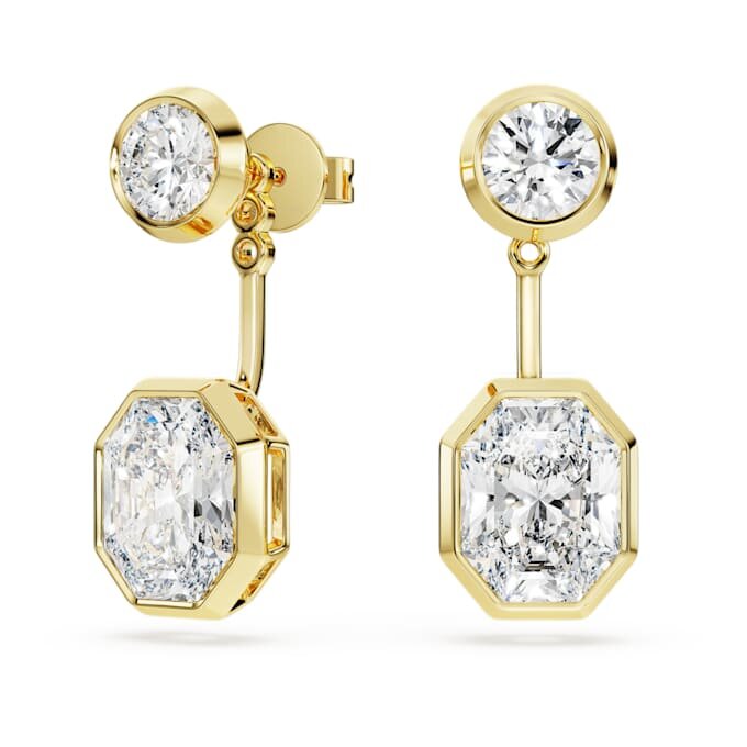 Brincos Octagon com diamantes cultivados em laboratório, 7,70 Ct no total, formas variadas, ouro amarelo de 18K Brincos Octagon com diamantes cultivados em laboratório, 7,70 Ct no total, formas variadas, ouro amarelo de 18K