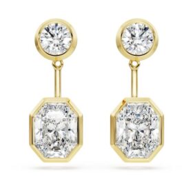 Brincos Octagon com diamantes cultivados em laboratório, 7,70 Ct no total, formas variadas, ouro amarelo de 18K