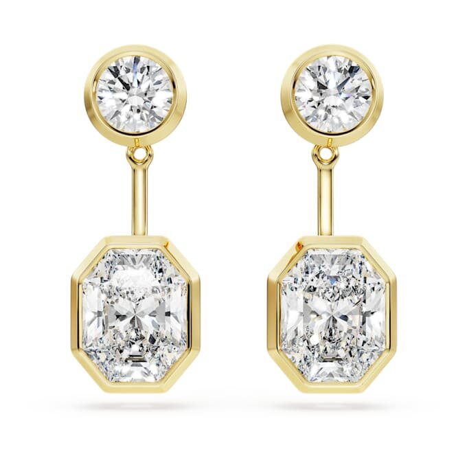 Brincos Octagon com diamantes cultivados em laboratório, 7,70 Ct no total, formas variadas, ouro amarelo de 18K Brincos Octagon com diamantes cultivados em laboratório, 7,70 Ct no total, formas variadas, ouro amarelo de 18K