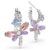 Brincos pendentes Ariana Grande X Swarovski com cortes mistos, libélula, multicoloridos, banhados a ródio