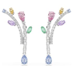 Brincos pendentes Ariana Grande X Swarovski com cortes mistos, multicoloridos, banhados a ródio