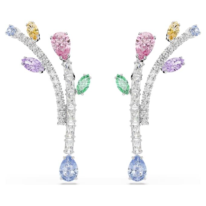 Brincos pendentes Ariana Grande X Swarovski com cortes mistos, multicoloridos, banhados a ródio Brincos pendentes Ariana Grande X Swarovski com cortes mistos, multicoloridos, banhados a ródio