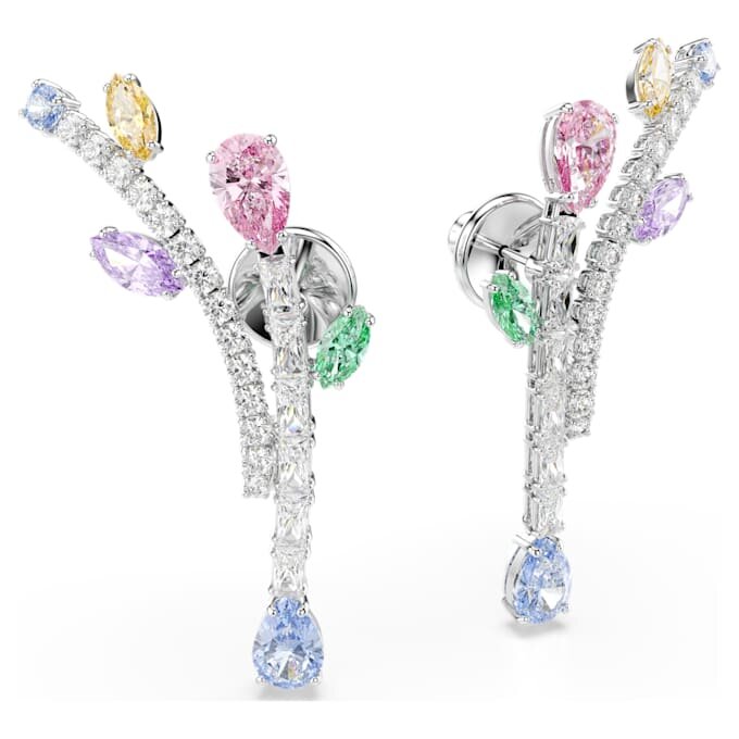 Brincos pendentes Ariana Grande X Swarovski com cortes mistos, multicoloridos, banhados a ródio Brincos pendentes Ariana Grande X Swarovski com cortes mistos, multicoloridos, banhados a ródio