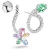 Brincos pendentes Ariana Grande X Swarovski com «ear jacket» e cortes mistos, libélula, flor, multicoloridos, banhados a ródio Brincos pendentes Ariana Grande X Swarovski com «ear jacket» e cortes mistos, libélula, flor, multicoloridos, banhados a ródio