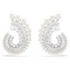 Brincos pendentes Ariana Grande X Swarovski com pérola de cristal, cortes mistos, brancos, banhados a ródio Brincos pendentes Ariana Grande X Swarovski com pérola de cristal, cortes mistos, brancos, banhados a ródio