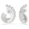 Brincos pendentes Ariana Grande X Swarovski com pérola de cristal, cortes mistos, brancos, banhados a ródio Brincos pendentes Ariana Grande X Swarovski com pérola de cristal, cortes mistos, brancos, banhados a ródio