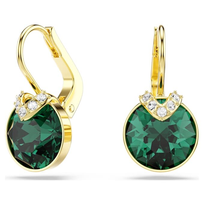 Brincos pendentes Bella V com corte redondo, verdes, banhados a dourado Brincos pendentes Bella V com corte redondo, verdes, banhados a dourado