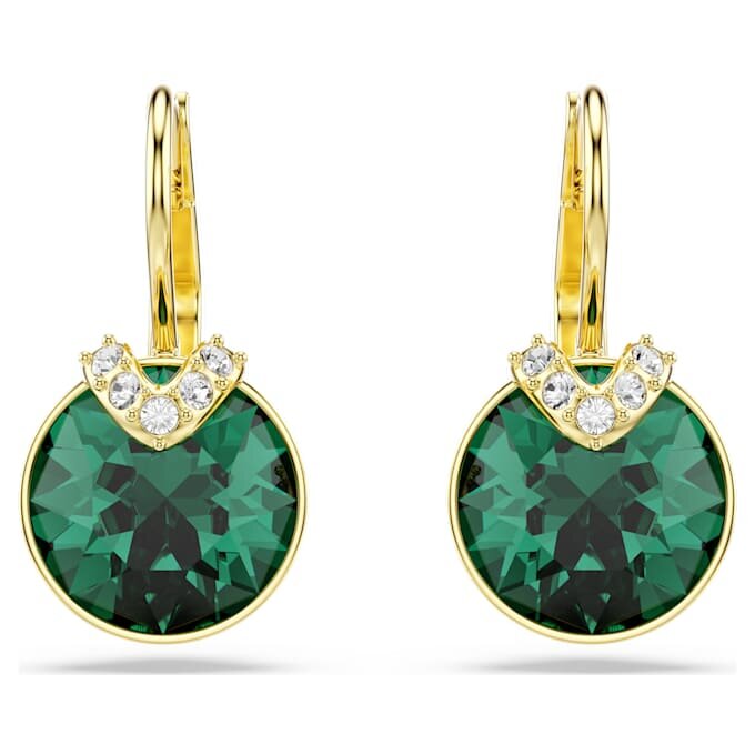 Brincos pendentes Bella V com corte redondo, verdes, banhados a dourado Brincos pendentes Bella V com corte redondo, verdes, banhados a dourado
