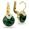 Brincos pendentes Bella V com corte redondo, verdes, banhados a dourado Brincos pendentes Bella V com corte redondo, verdes, banhados a dourado