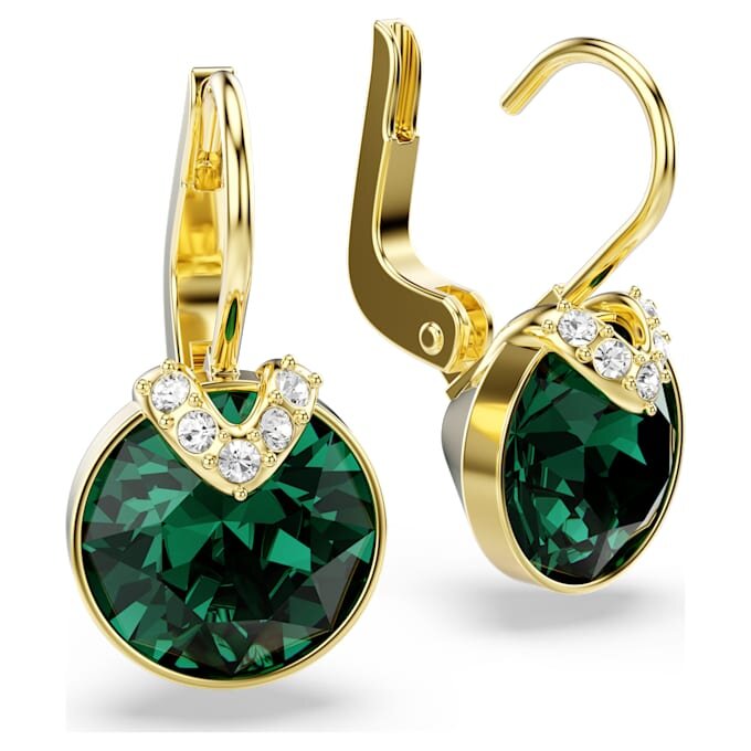 Brincos pendentes Bella V com corte redondo, verdes, banhados a dourado Brincos pendentes Bella V com corte redondo, verdes, banhados a dourado