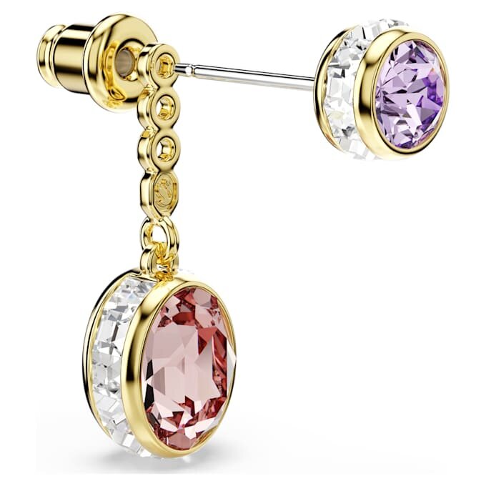 Brincos pendentes Chroma com cortes mistos, multicoloridos, banhados a dourado Brincos pendentes Chroma com cortes mistos, multicoloridos, banhados a dourado