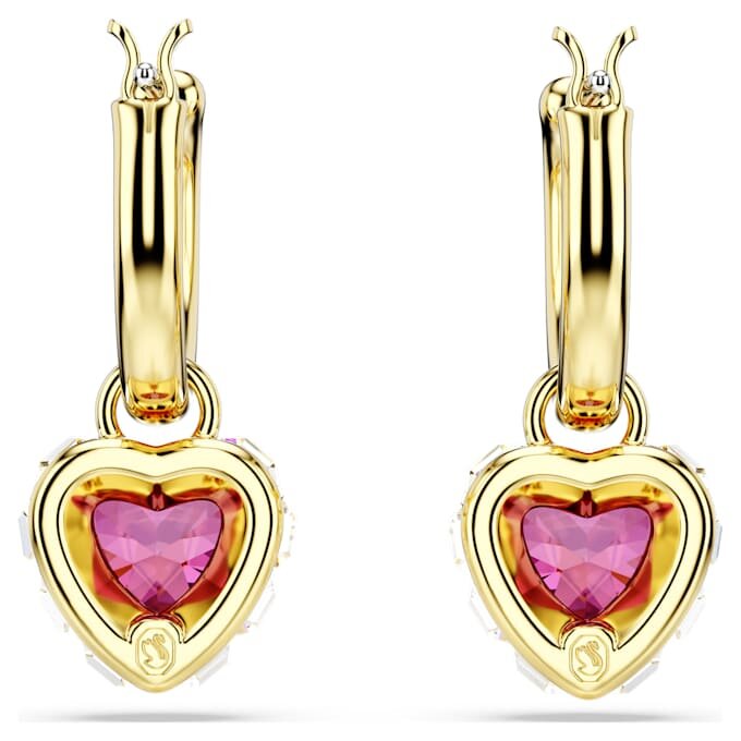 Brincos pendentes Chroma em forma de coração, vermelhos, banhados a dourado Brincos pendentes Chroma em forma de coração, vermelhos, banhados a dourado