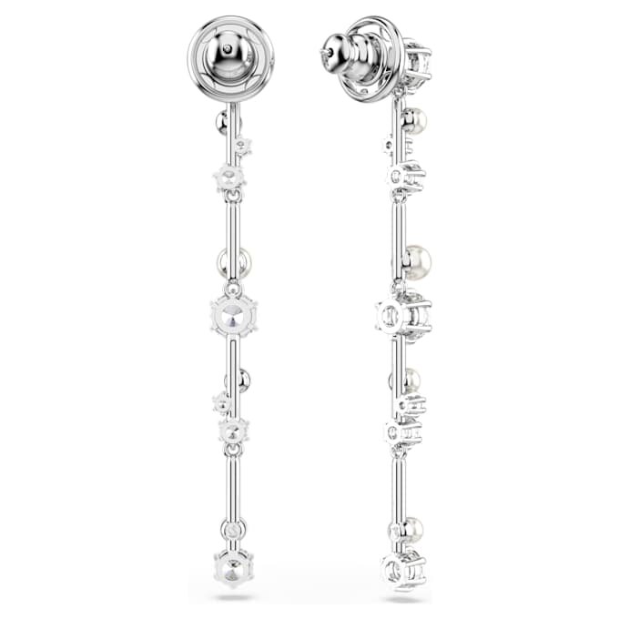 Brincos pendentes Constella com pérolas de cristal, cortes redondos, brancos, banhados a ródio Brincos pendentes Constella com pérolas de cristal, cortes redondos, brancos, banhados a ródio