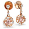 Brincos pendentes Constella, corte redondo, pedra dançante, rosa, banhados a ouro rosa Brincos pendentes Constella, corte redondo, pedra dançante, rosa, banhados a ouro rosa