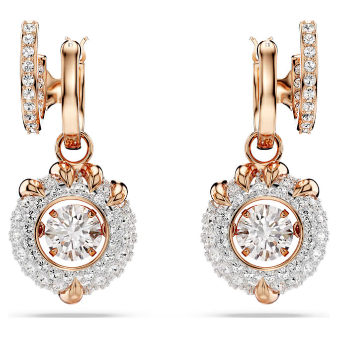 Brincos pendentes Dragão e Fênix – Garra de Dragão, Branco, Banho de Ouro-Rosa Brincos pendentes Dragão e Fênix – Garra de Dragão, Branco, Banho de Ouro-Rosa