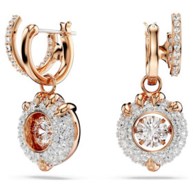 Brincos pendentes Dragão e Fênix – Garra de Dragão, Branco, Banho de Ouro-Rosa