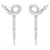 Brincos pendentes em forma de cobra com cortes mistos, Ano da Cobra, Branco, banhados a ródio Brincos pendentes em forma de cobra com cortes mistos, Ano da Cobra, Branco, banhados a ródio