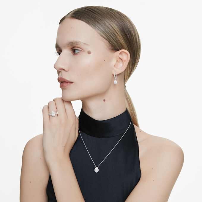 Anel Solitário Eternity Halo com diamantes cultivados em laboratório, 1,3 Ct Tw, formato de pêra, ouro branco de 14K Anel Solitário Eternity Halo com diamantes cultivados em laboratório, 1,3 Ct Tw, formato de pêra, ouro branco de 14K