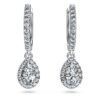 Brincos pendentes «Eternity» com diamantes cultivados em laboratório, 1,25 ct no total, formato de pêra, ouro branco de 14K