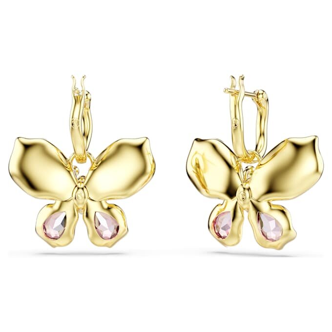 Brincos pendentes Idyllia com cortes mistos, pavé, borboleta, multicoloridos, banhados a ouro Brincos pendentes Idyllia com cortes mistos, pavé, borboleta, multicoloridos, banhados a ouro