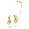 Brincos pendentes Idyllia com ear cuff, cortes mistos, coração com chave, rosa, banhados a dourado Brincos pendentes Idyllia com ear cuff, cortes mistos, coração com chave, rosa, banhados a dourado