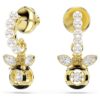 Brincos pendentes Idyllia com pérolas de cristal, cortes mistos, abelha, multicoloridos, banhados a dourado Brincos pendentes Idyllia com pérolas de cristal, cortes mistos, abelha, multicoloridos, banhados a dourado