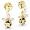 Brincos pendentes Idyllia com pérolas de cristal, cortes mistos, abelha, multicoloridos, banhados a dourado Brincos pendentes Idyllia com pérolas de cristal, cortes mistos, abelha, multicoloridos, banhados a dourado