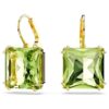 Brincos pendentes Millenia com corte quadrado, verdes, banhados a ouro