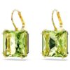 Brincos pendentes Millenia com corte quadrado, verdes, banhados a ouro