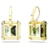 Brincos pendentes Millenia com corte quadrado, verdes, banhados a ouro