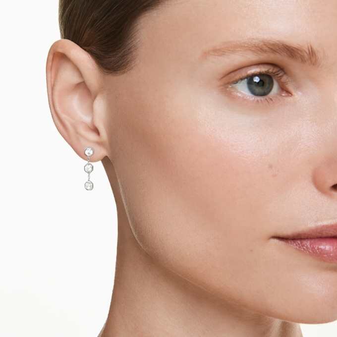 Brincos pendentes octogonais com diamantes cultivados em laboratório, 0,6 ct no total, forma redonda, prata esterlina Brincos pendentes octogonais com diamantes cultivados em laboratório, 0,6 ct no total, forma redonda, prata esterlina