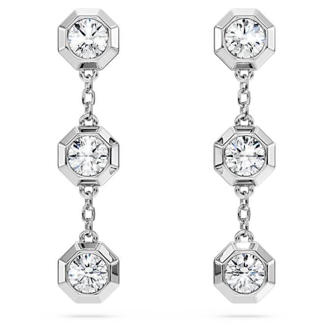 Brincos pendentes octogonais com diamantes cultivados em laboratório, 0,6 ct no total, forma redonda, prata esterlina Brincos pendentes octogonais com diamantes cultivados em laboratório, 0,6 ct no total, forma redonda, prata esterlina