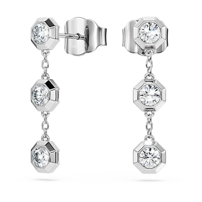 Brincos pendentes octogonais com diamantes cultivados em laboratório, 0,6 ct no total, forma redonda, prata esterlina Brincos pendentes octogonais com diamantes cultivados em laboratório, 0,6 ct no total, forma redonda, prata esterlina