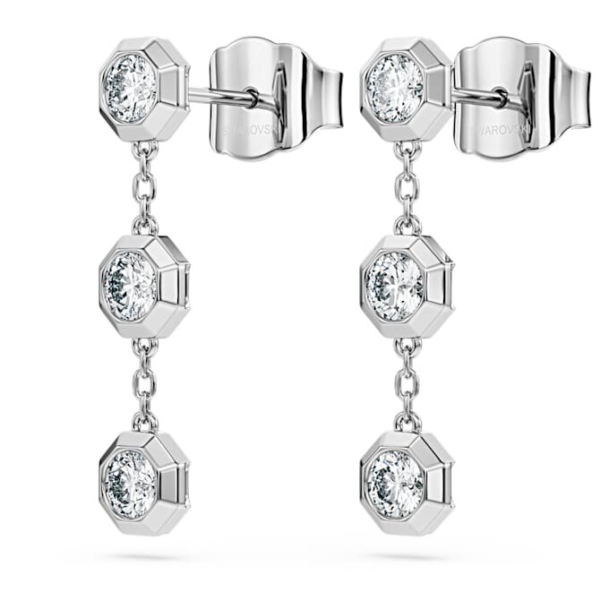 Brincos pendentes octogonais com diamantes cultivados em laboratório, 0,6 ct no total, forma redonda, prata esterlina Brincos pendentes octogonais com diamantes cultivados em laboratório, 0,6 ct no total, forma redonda, prata esterlina