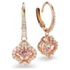 Brincos pendentes Una Clover, rosa, banhados a ouro rosa