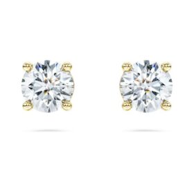 Brincos Solitários Eternity com Diamantes Cultivados em Laboratório, 1 Ct no total, Forma Redonda, Ouro Amarelo de 14K