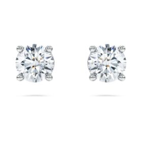 Brincos Solitários Eternity com diamantes cultivados em laboratório, 1 Ct no total, forma redonda, ouro branco de 14K