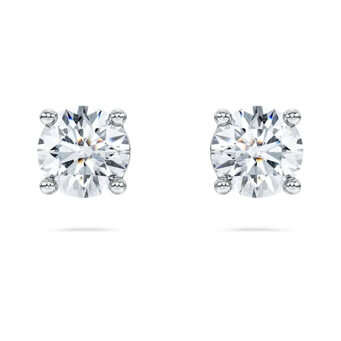 Brincos Solitários Eternity com diamantes cultivados em laboratório, 1 Ct no total, forma redonda, ouro branco de 14K Brincos Solitários Eternity com diamantes cultivados em laboratório, 1 Ct no total, forma redonda, ouro branco de 14K