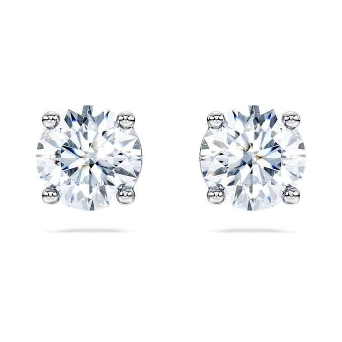 Brincos Solitários Eternity com diamantes cultivados em laboratório, 2 Ct Tw, forma redonda, ouro branco de 14K Brincos Solitários Eternity com diamantes cultivados em laboratório, 2 Ct Tw, forma redonda, ouro branco de 14K