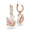 Brincos Swan Drop Pavé, Cisne, Rosa Brincos Swan Drop Pavé, Cisne, Rosa