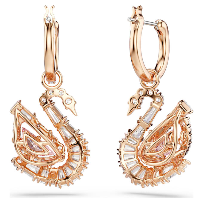 Brincos Swan Drop Pavé, Cisne, Rosa Brincos Swan Drop Pavé, Cisne, Rosa