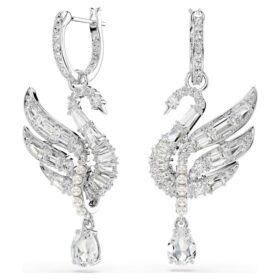 Brincos Swan Swan, Branco, banhados a ródio