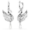 Brincos Swan Swan, Branco, banhados a ródio