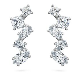 Brincos tipo «ear cuff» Galaxy com diamantes cultivados em laboratório, 1,25 ct no total, formas variadas, ouro branco de 14K