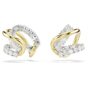 Brincos tipo «ear cuff» Hyperbola com cortes mistos, brancos, acabamento em metais mistos